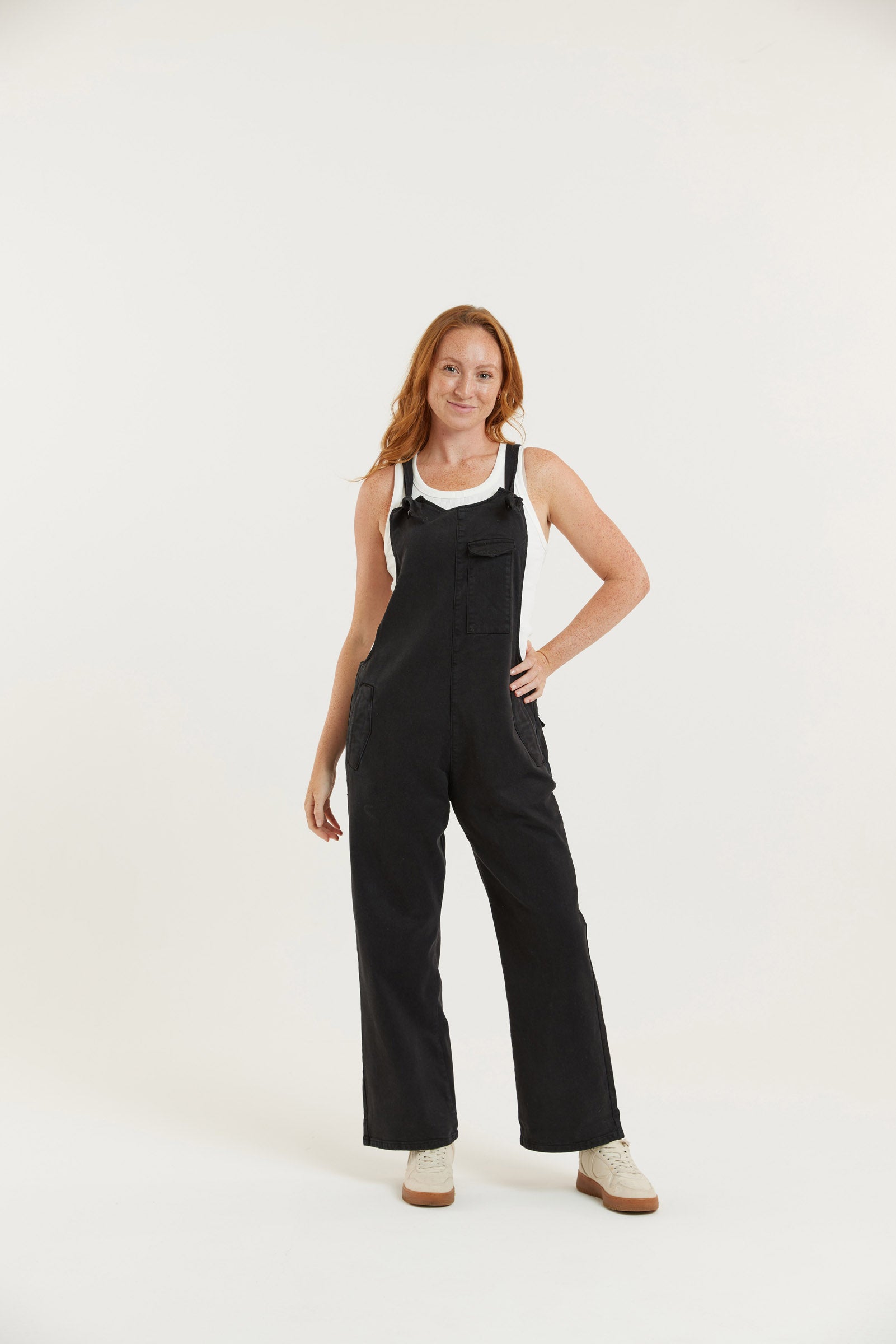 Flax and Loom womens vegan Dungaree Tencel Mary Lou Black