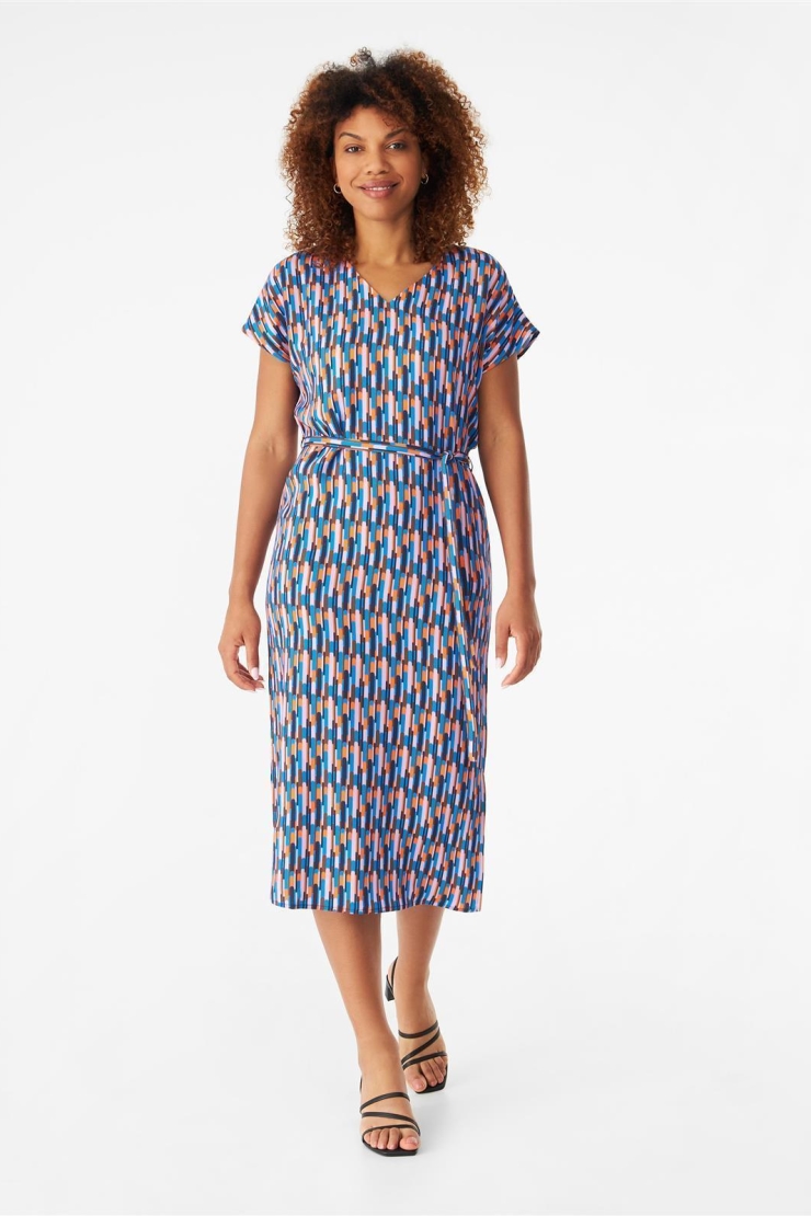 Givn Damen vegan Kleid Philine Blau/Orange Drops