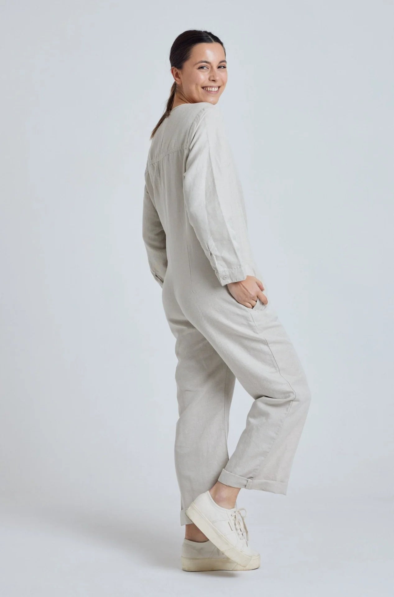Flax and Loom womens vegan Jumpsuit Clara Natural Beige