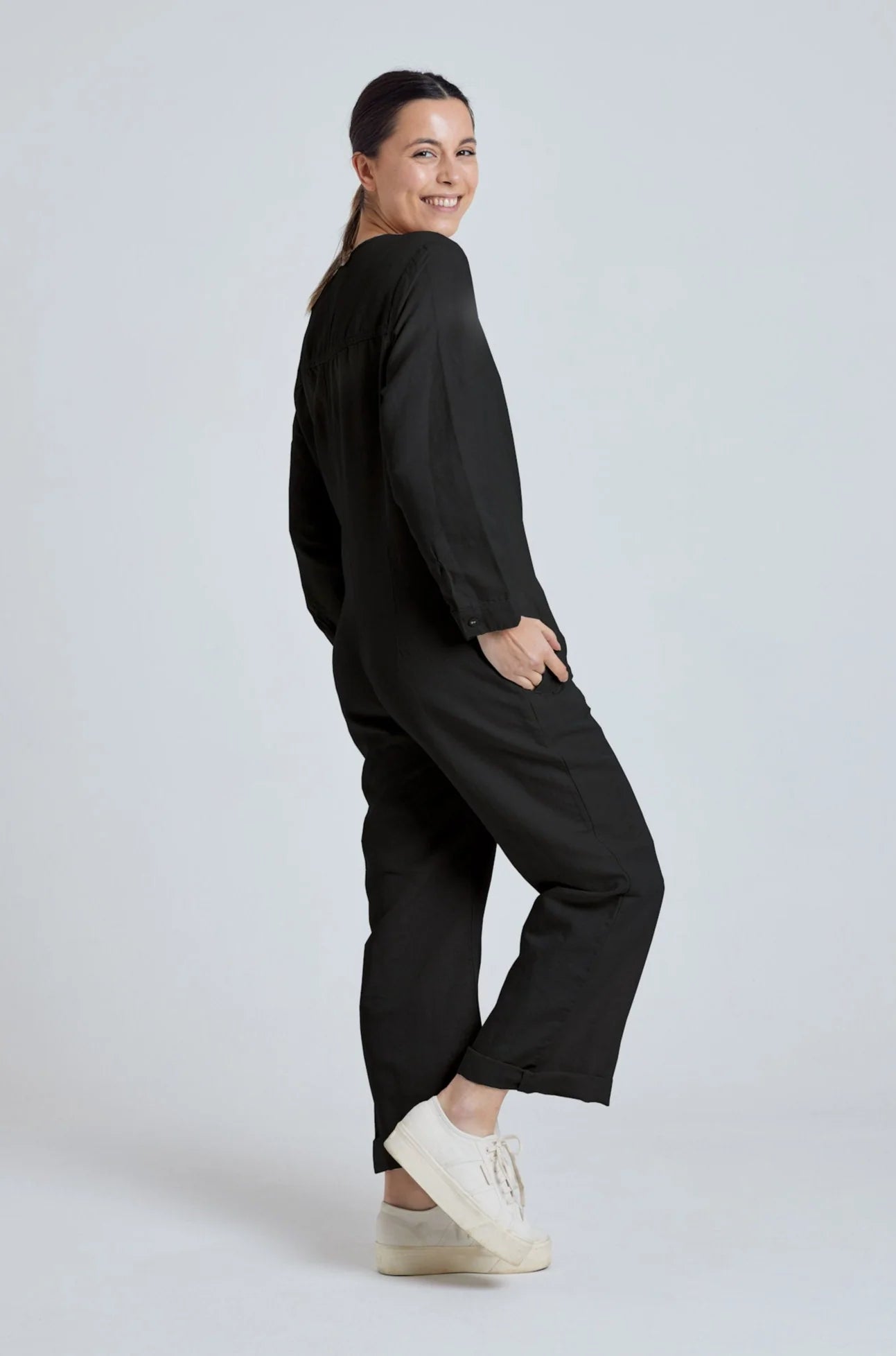 Flax and Loom womens vegan Jumpsuit Clara Black
