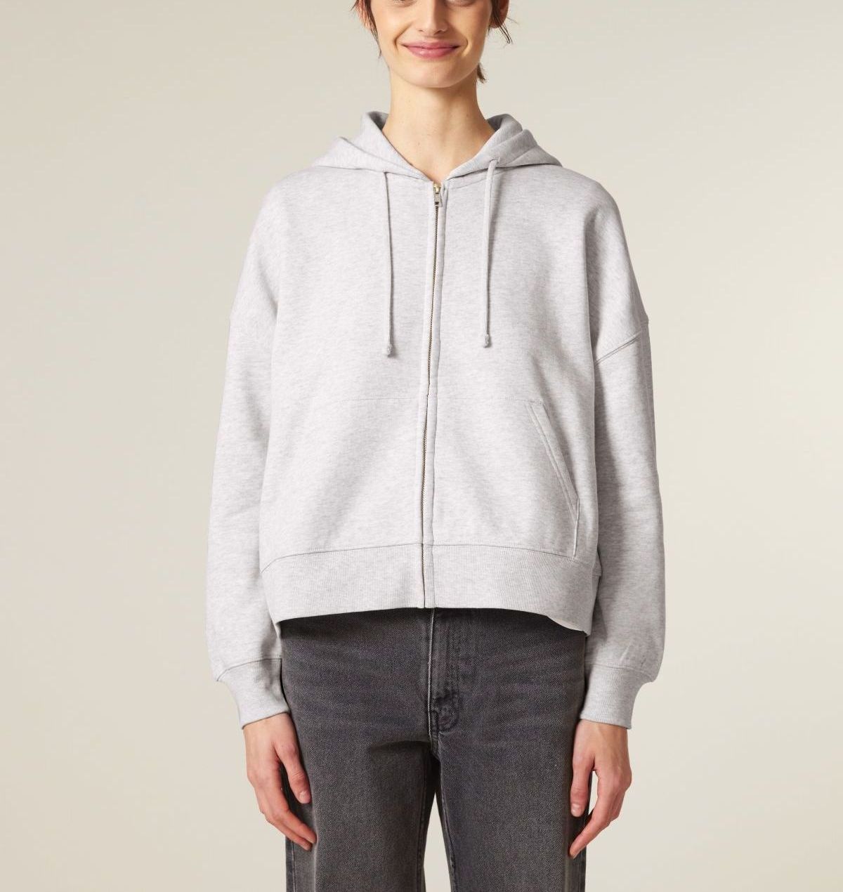 UNIPOLAR womens vegan Zip Hoodie Idai Cool Heather Grey