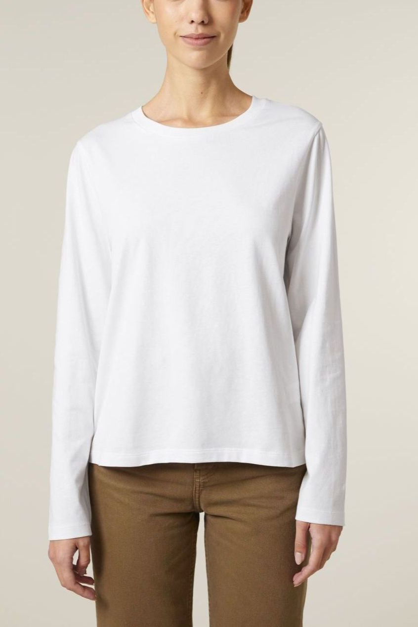 UNIPOLAR womens vegan Longsleeve Basic Music White