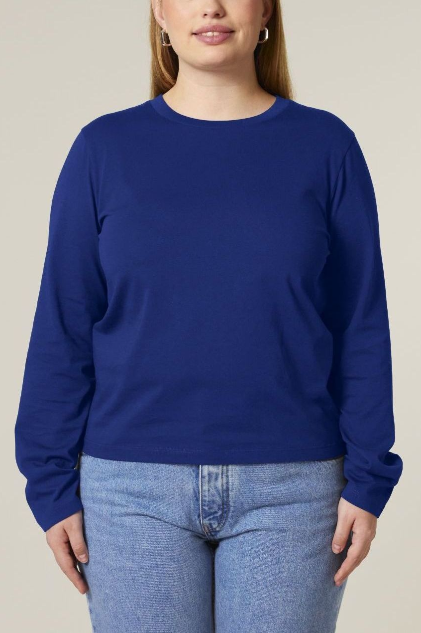 UNIPOLAR womens vegan Longsleeve Basic Music Worker Blue