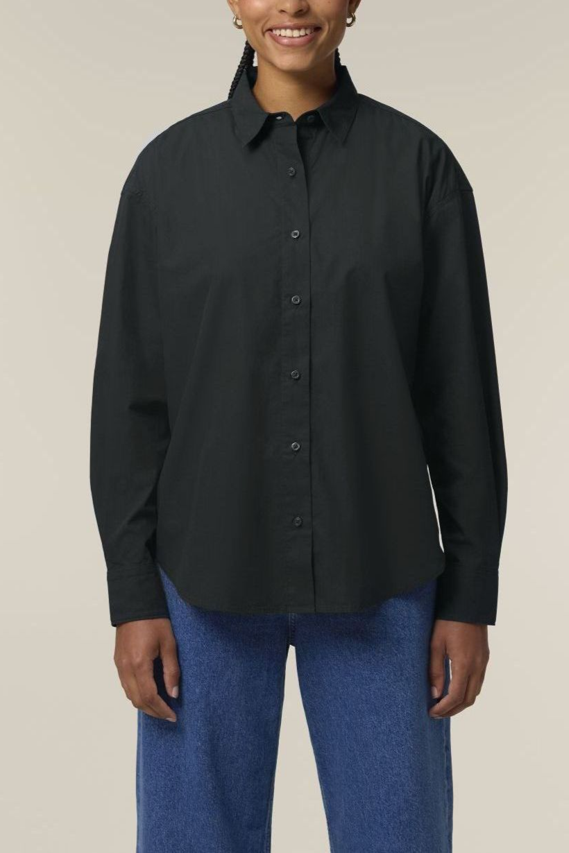 UNIPOLAR Damen vegan Bluse Basic Style Schwarz