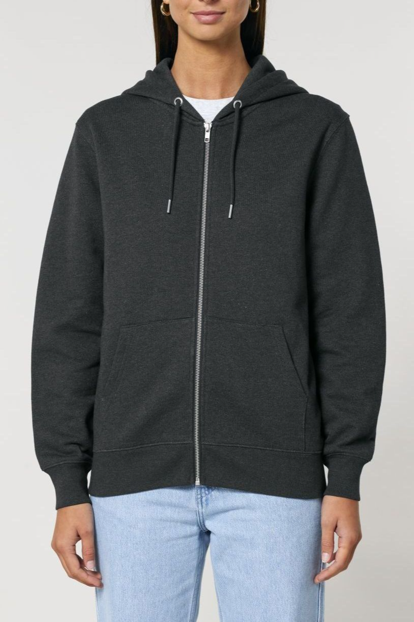 UNIPOLAR Herren vegan Zip Hoodie Basic Culving Dark Heather Grey