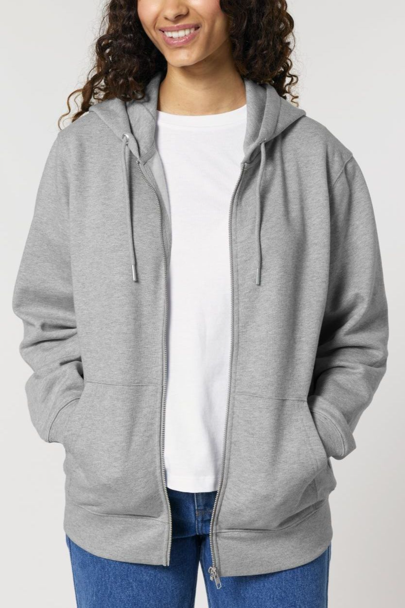 UNIPOLAR Herren vegan Zip Hoodie Basic Culving Heather Grey