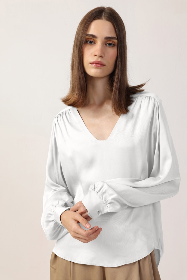 Neu Nomads US Damen vegan Bluse Langarm Lotta SchneeweiÃŸ