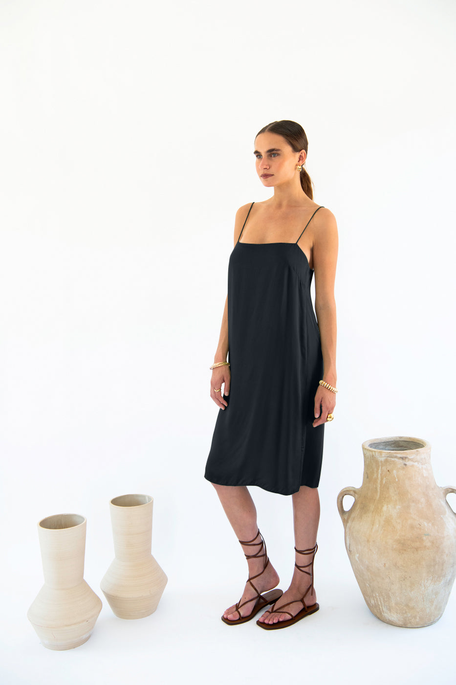 Neu Nomads womens vegan Slip Dress Julianne Boxy Black