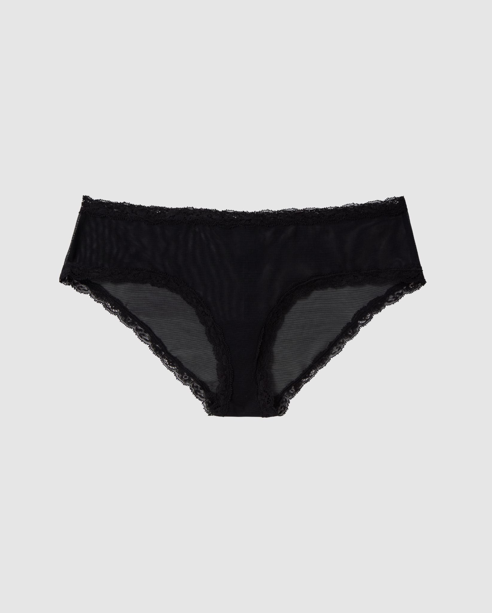 Understatement womens vegan Briefs Hipster Mesh Lace Trim Black