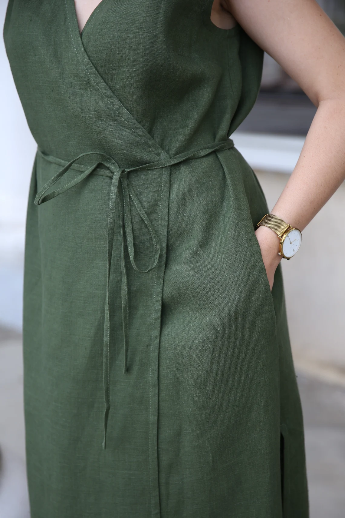 chinese dress ladies Linen Wrap Dress | AmourLinen