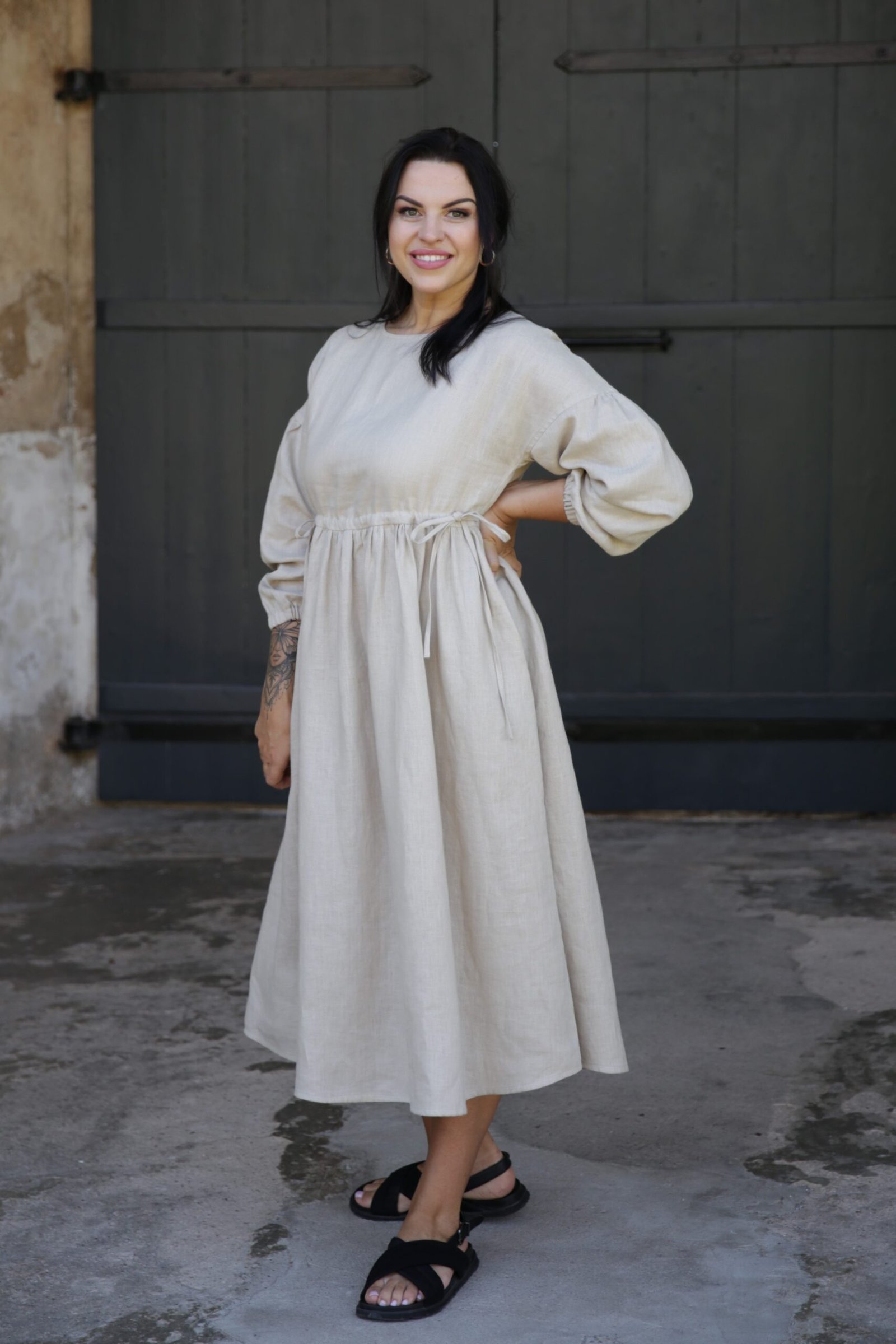chinese dress ladies Sleeveless Linen Dress Acadia in Natural Melange main image 0