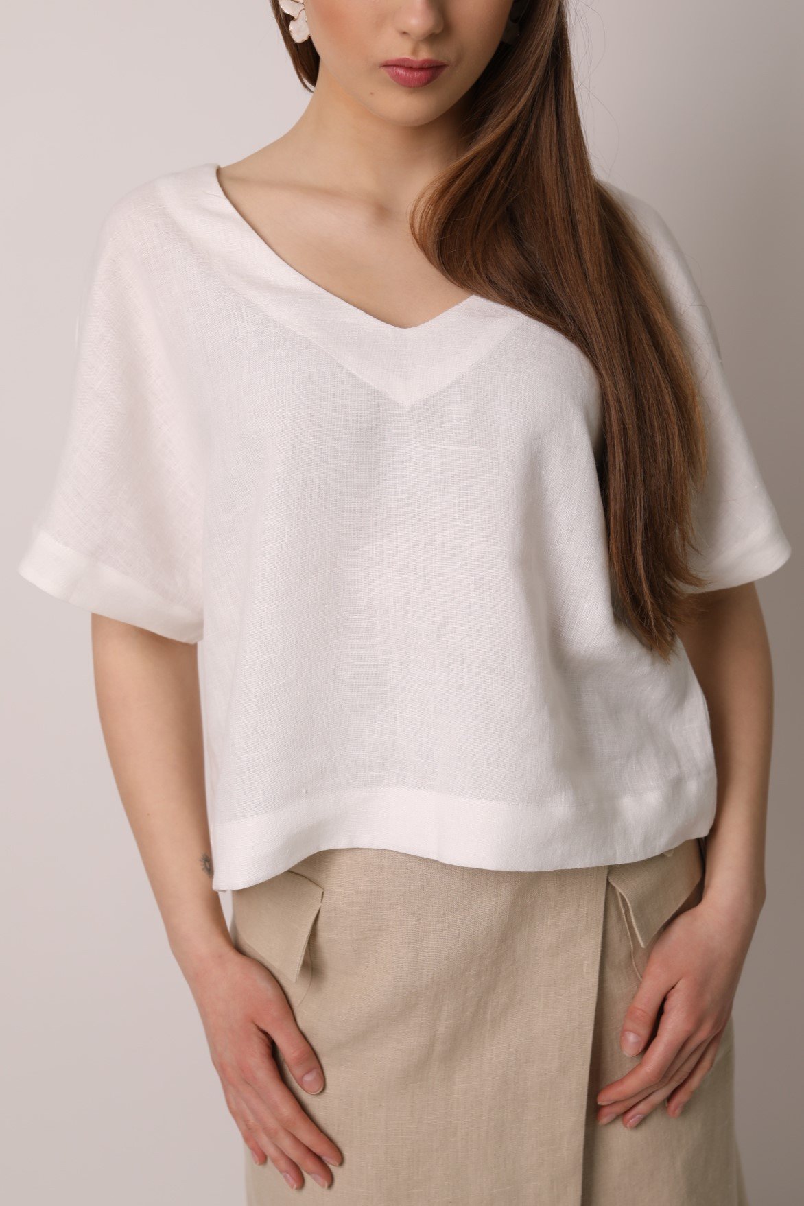 Amber Linen Damen vegan Top Malta WeiÃŸ