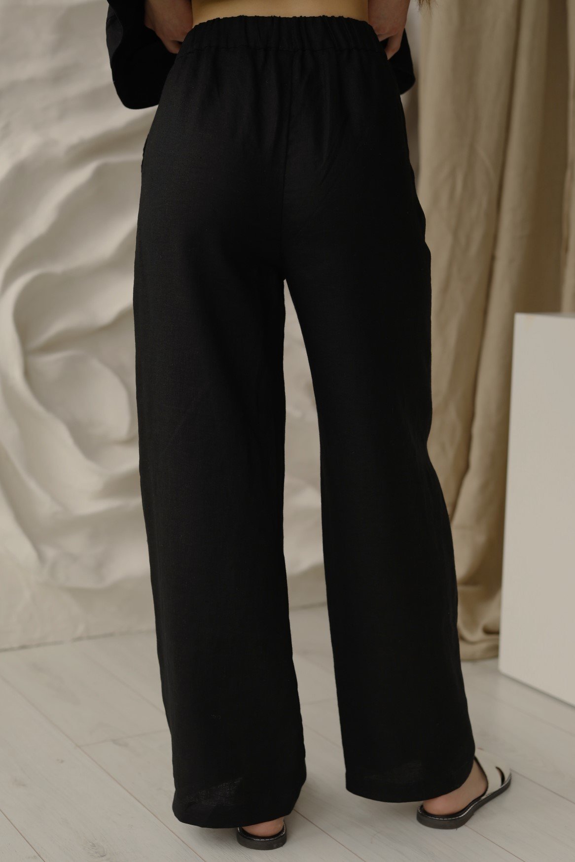 Amber Linen womens vegan Pants Jakarta Black