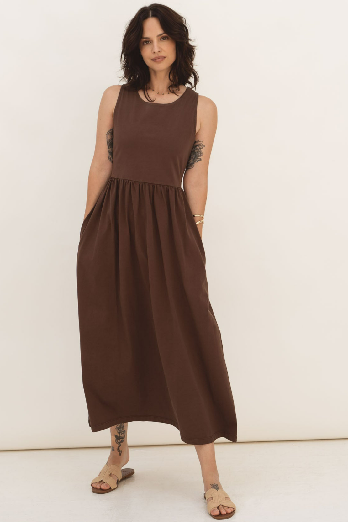NÃ¤z Damen vegan Kleid Elena Jersey Braun