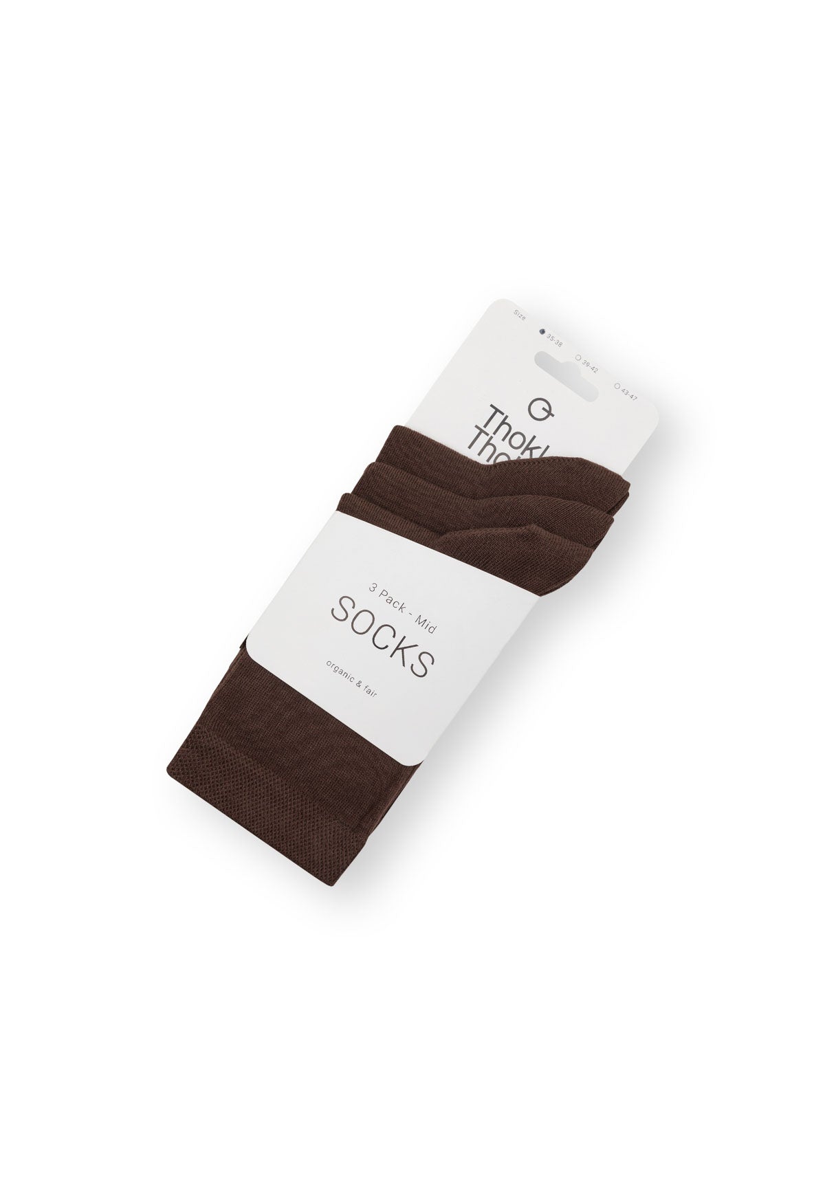ThokkThokk womens vegan Multipack 3x Mid Socks Brown
