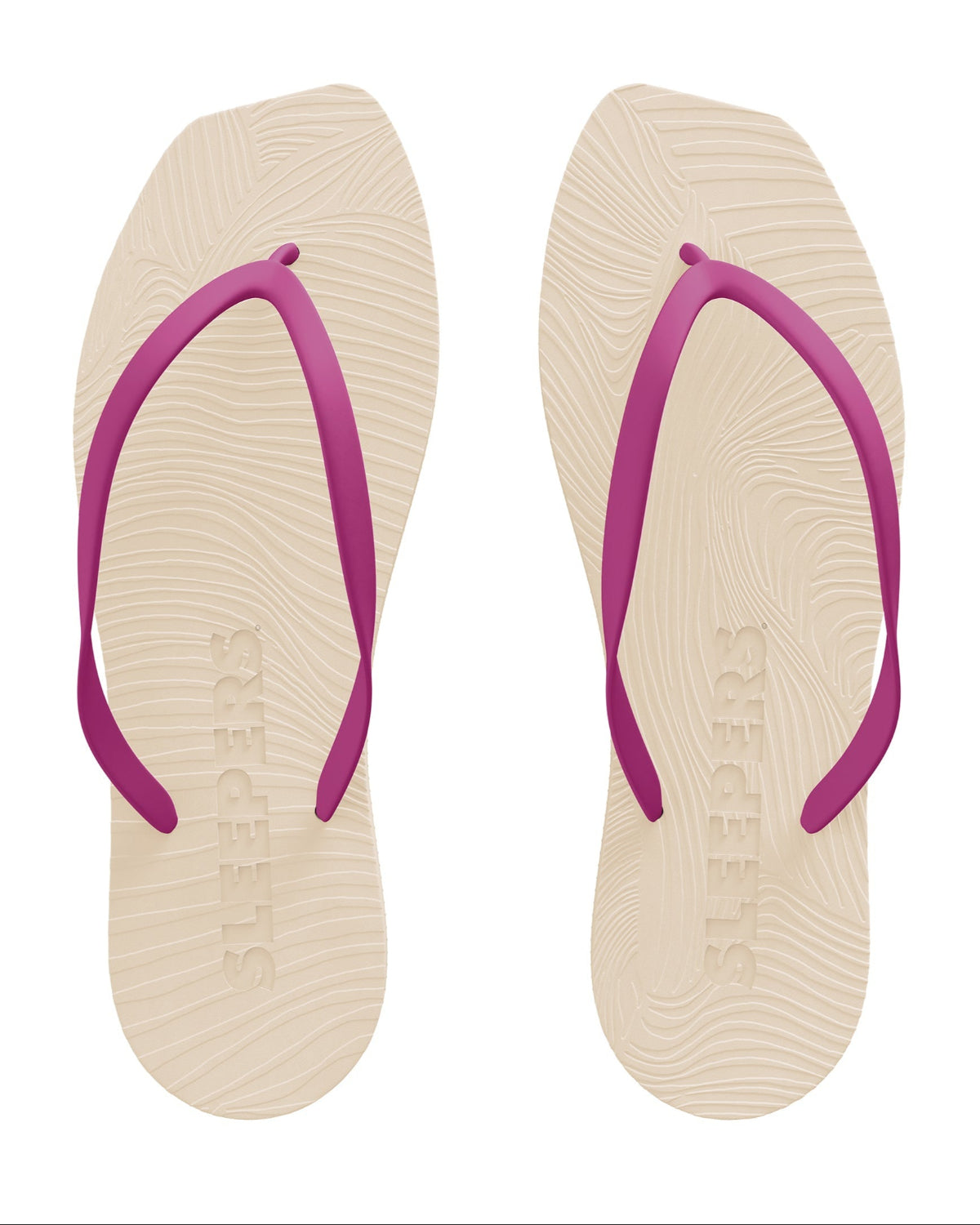 SLEEPERS womens vegan Flip Flops Tapered Beige/Fucsia