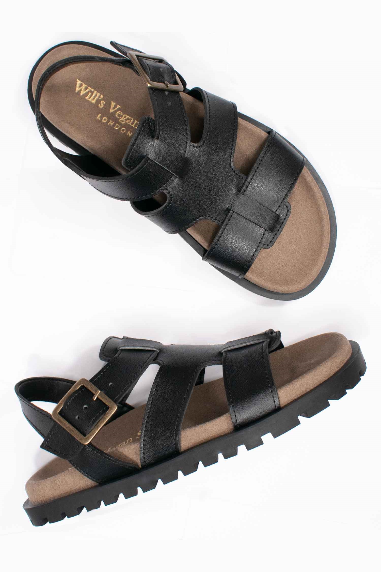 Image of Will's Vegan Store dames vegan Sandalen Gladiator Footbed Zwart