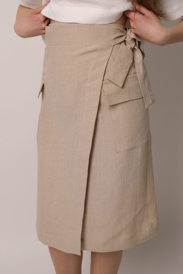 Amber Linen Damen vegan Wickelrock Vita Blasser Sand