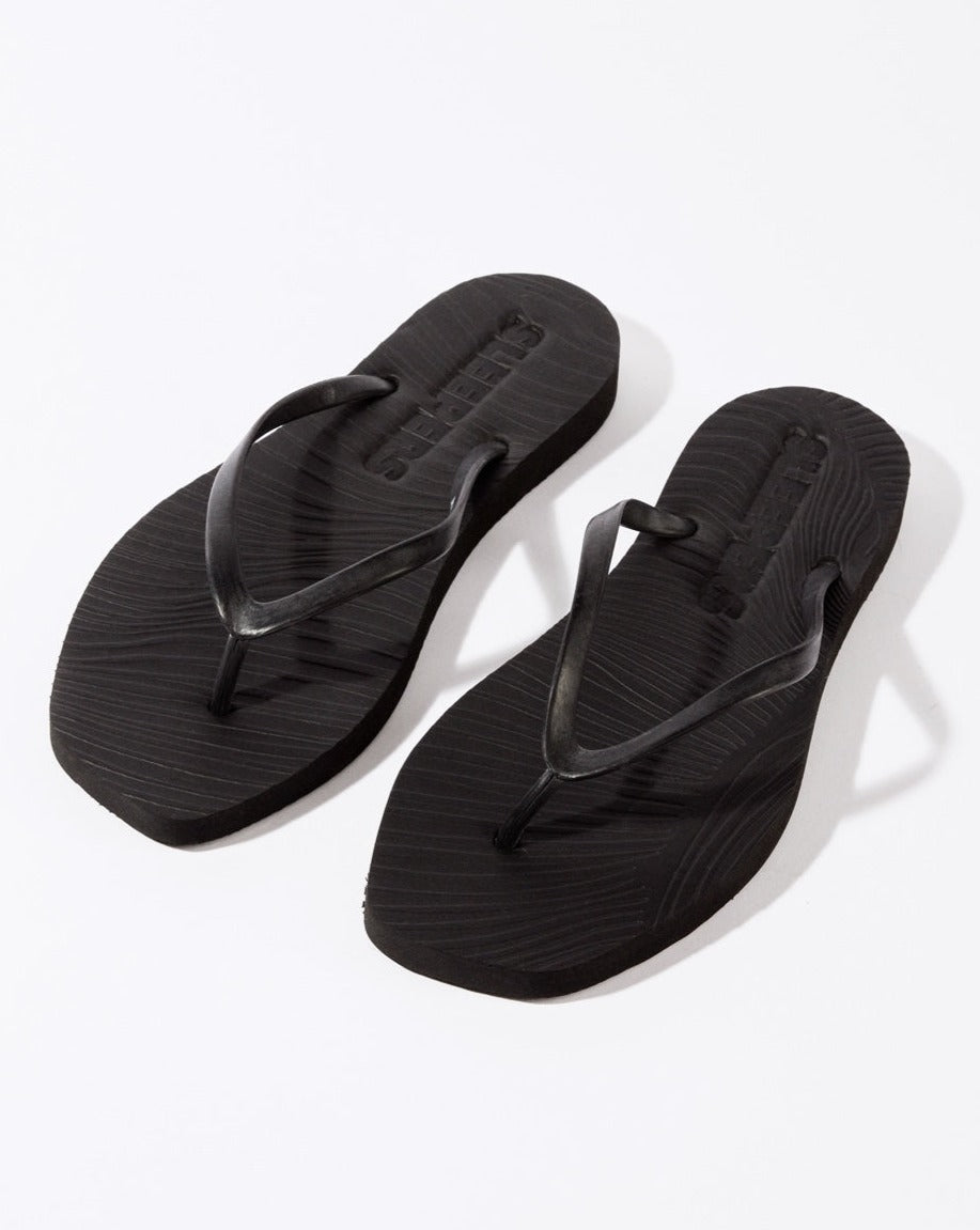 SLEEPERS womens vegan Flip Flops Tapered Black