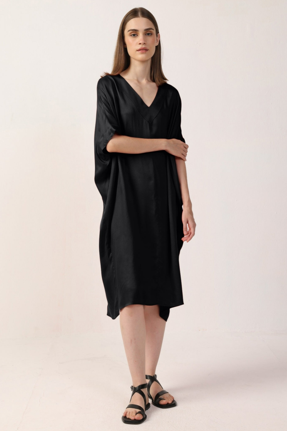 Neu Nomads Damen vegan Kleid Kaftan Francine Schwarz