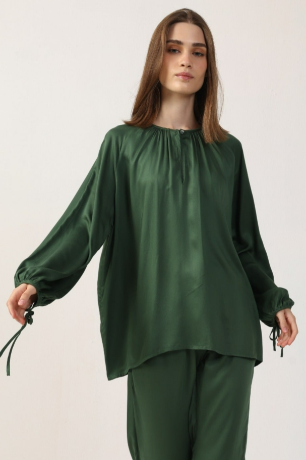 Neu Nomads Damen vegan Bluse Tunika Moss