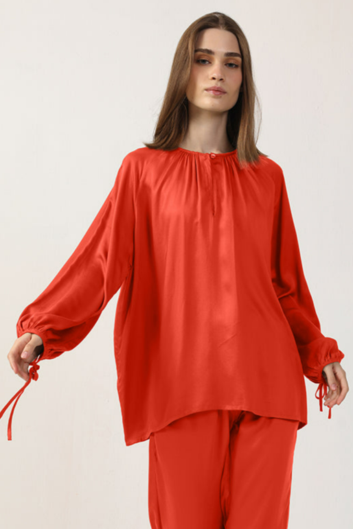 Neu Nomads Damen vegan Bluse Tunika Rot
