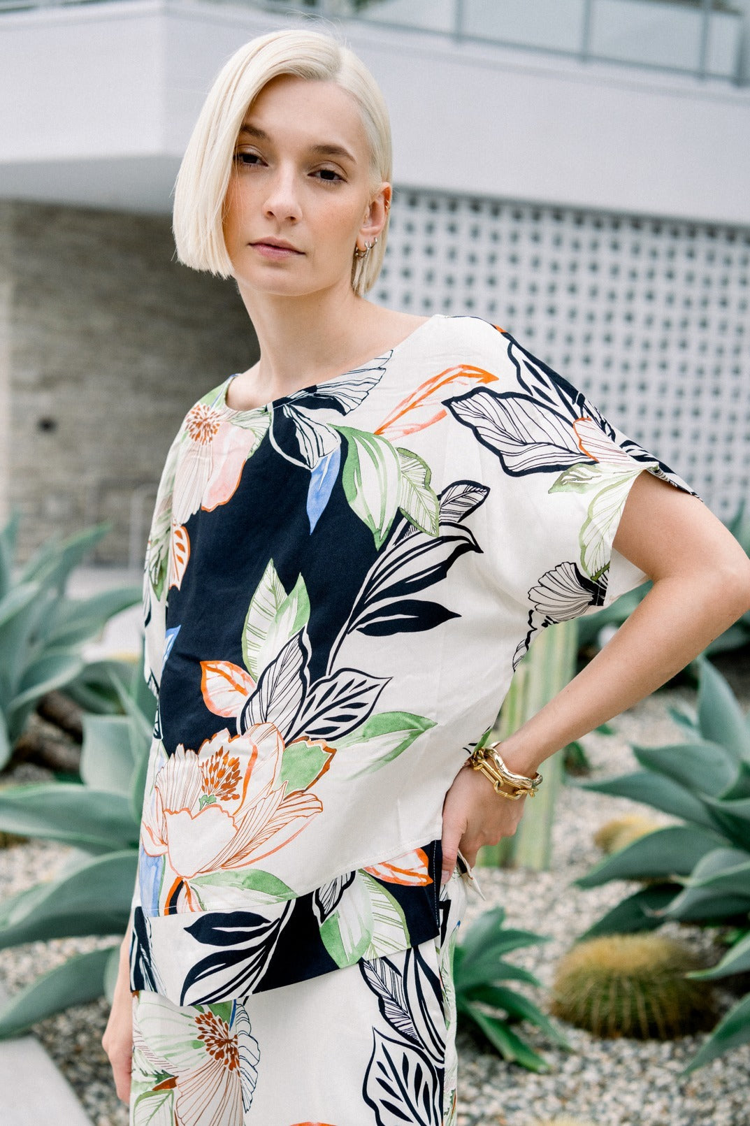 103657 - Damen vegan T-Shirt Agnes Blumendruck