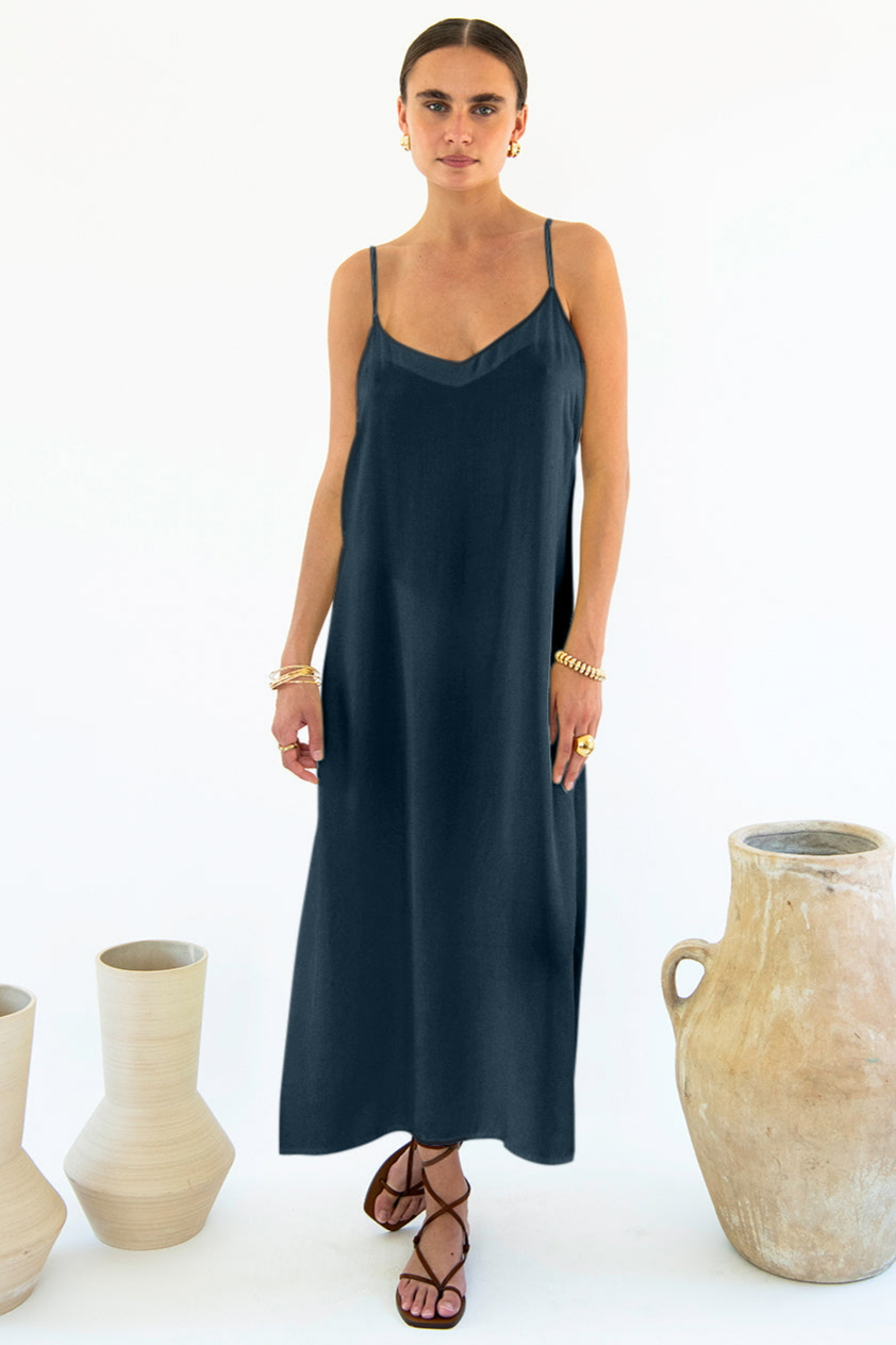 Neu Nomads US Damen vegan Kleid Slip Gitta Mitternacht
