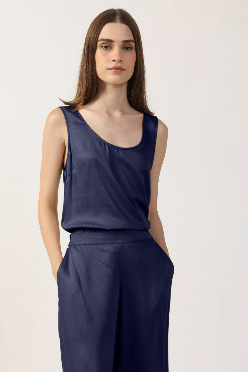 Neu Nomads Damen vegan Tank Top Joelle Mitternachtsblau