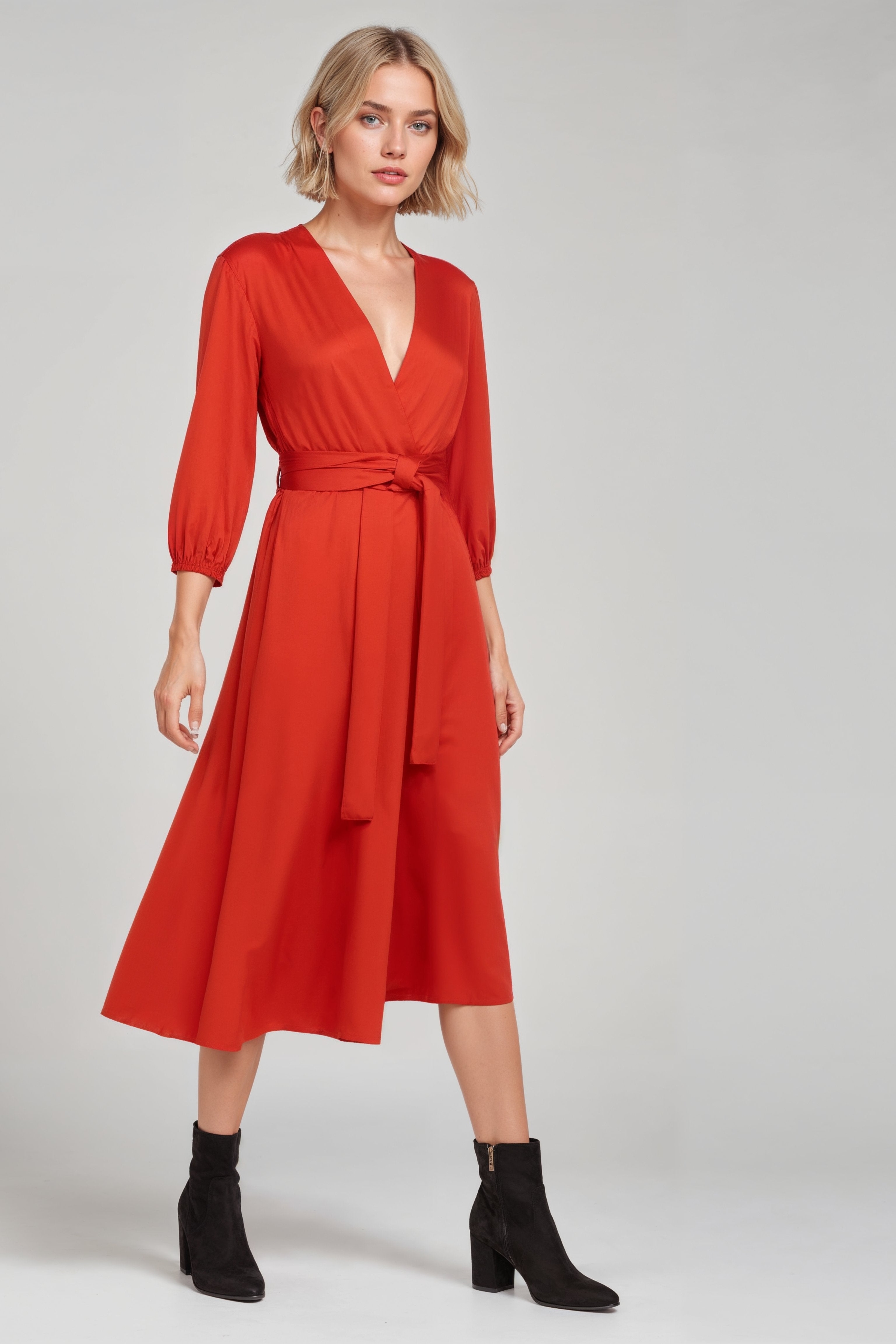 Neu Nomads Damen vegan Kleid Rachel Langarm Rot
