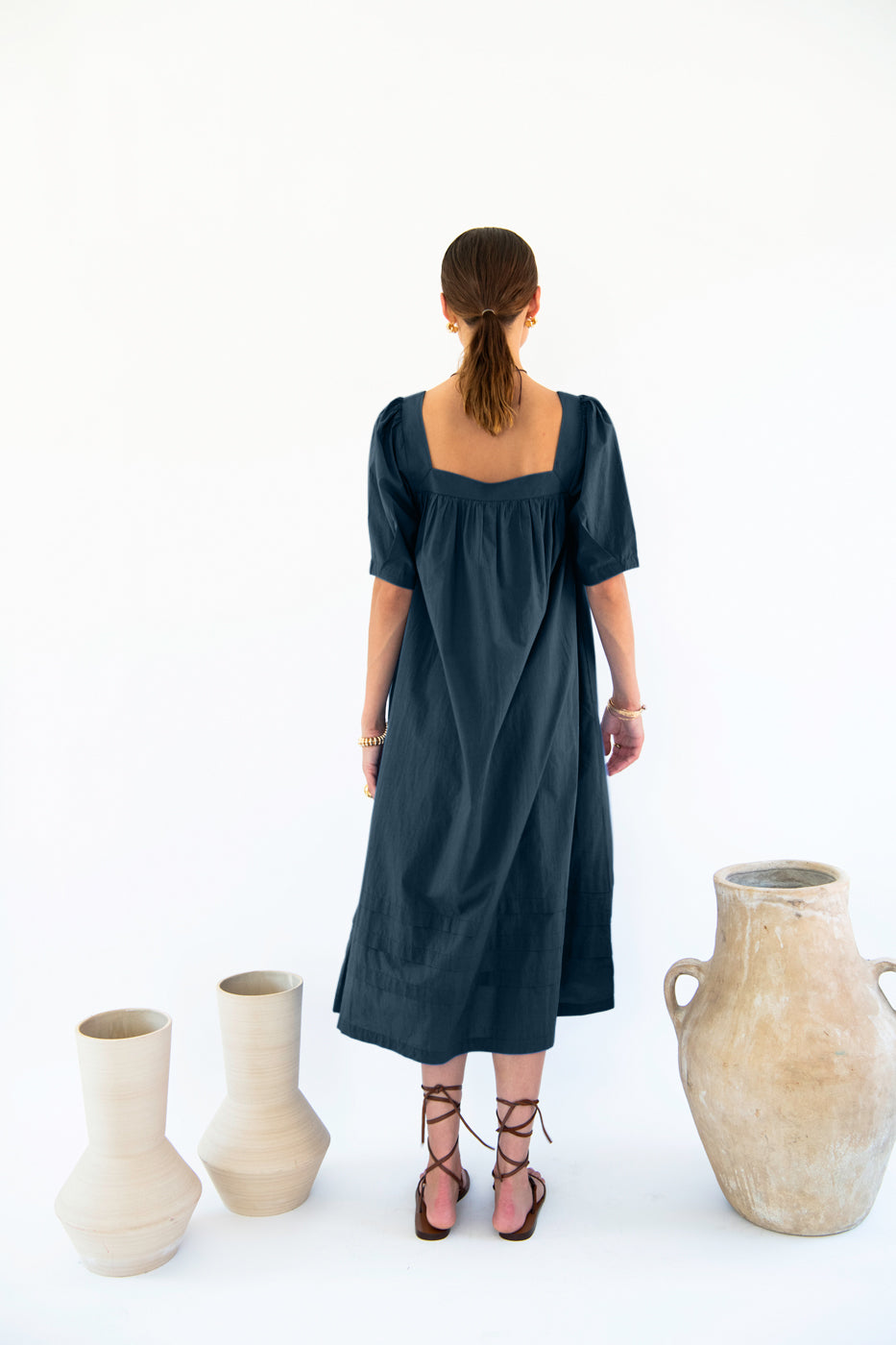 Neu Nomads womens vegan Dress Elisa Square Neck Midnight