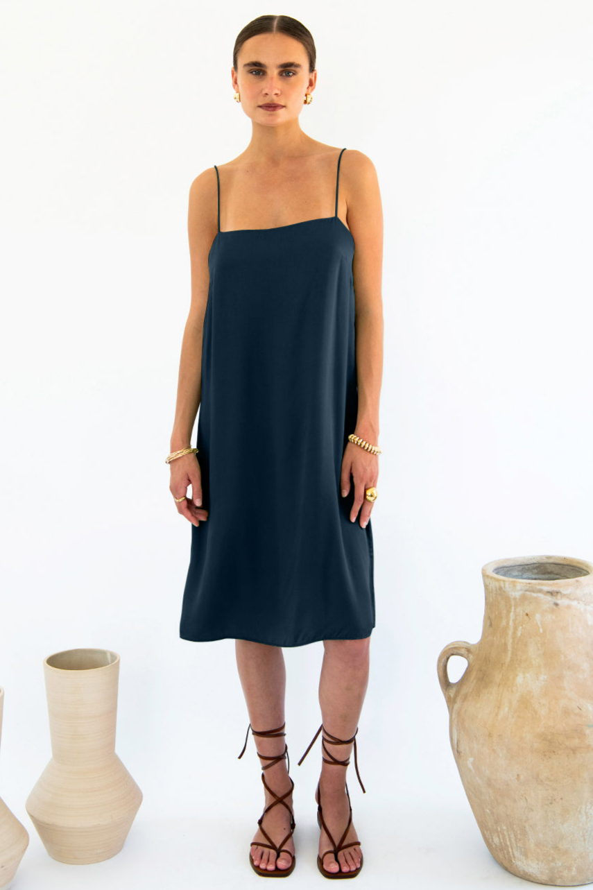 103787 - Damen vegan Slip Dress Julianne Boxy Midnight