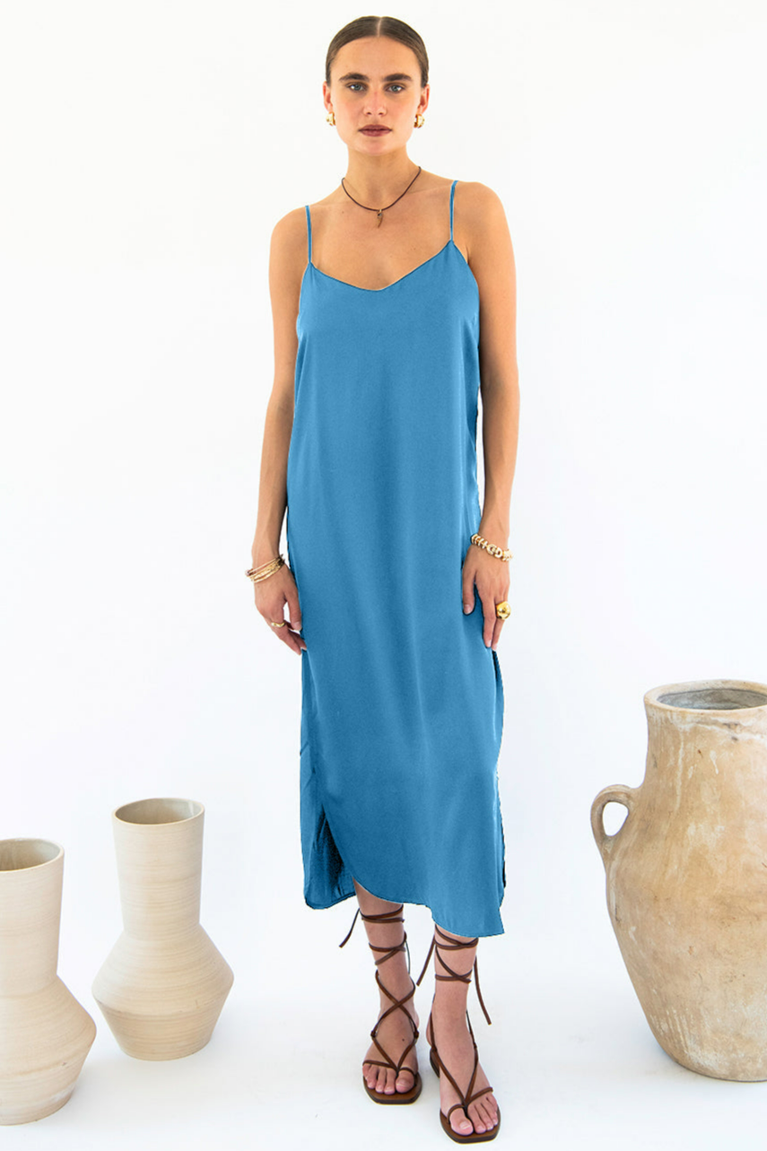 Neu Nomads Damen vegan Slip Dress Easy Ocean Blue