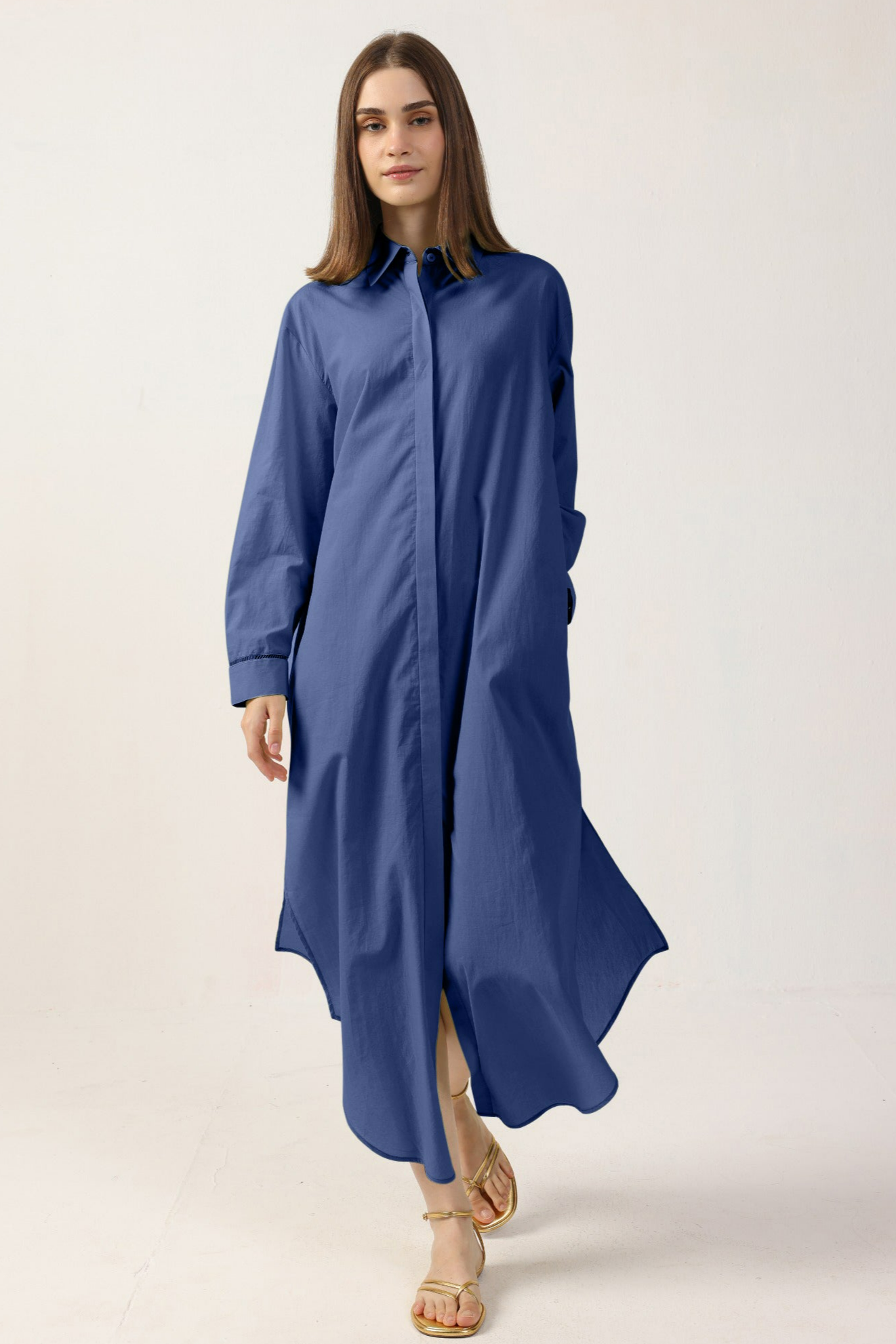 Neu Nomads Damen vegan Maxikleid Galit Bluejay Hemdkleid