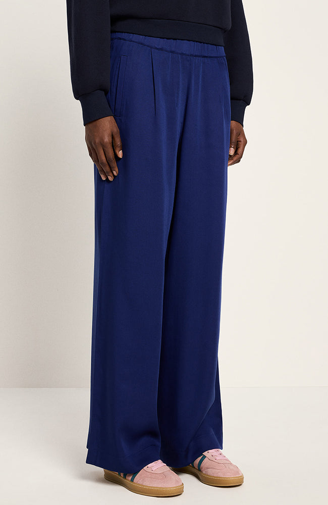 LANIUS Damen vegan Hose Weites Bein Blau