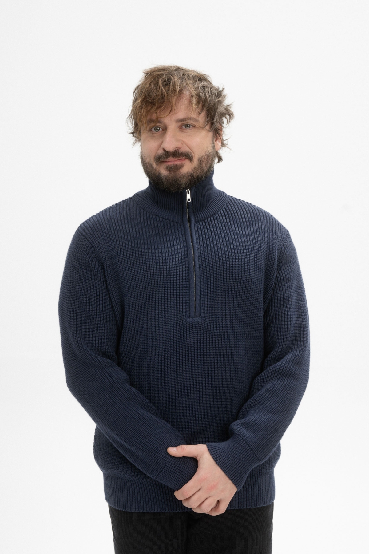 MELA Herren vegan Strickpullover Gerippt Udai Navy