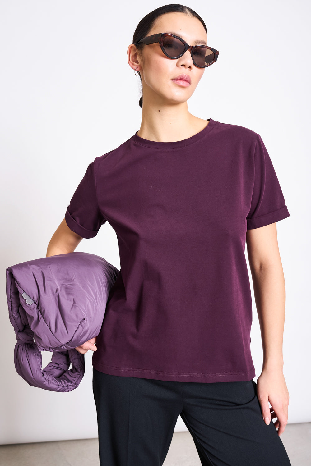 103978 - JAN N JUNE Damen vegan T-Shirt GebÃ¼rsteter Junge Kirsche Lack