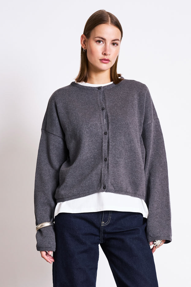 JAN 'N JUNE Damen vegan Strickjacke Light Asas Dunkelgrau