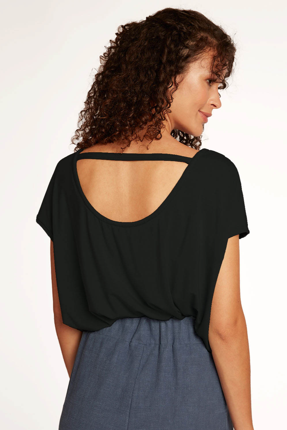 WiDDA Damen vegan T-Shirt RÃ¼ckenfreies Fari Schwarz