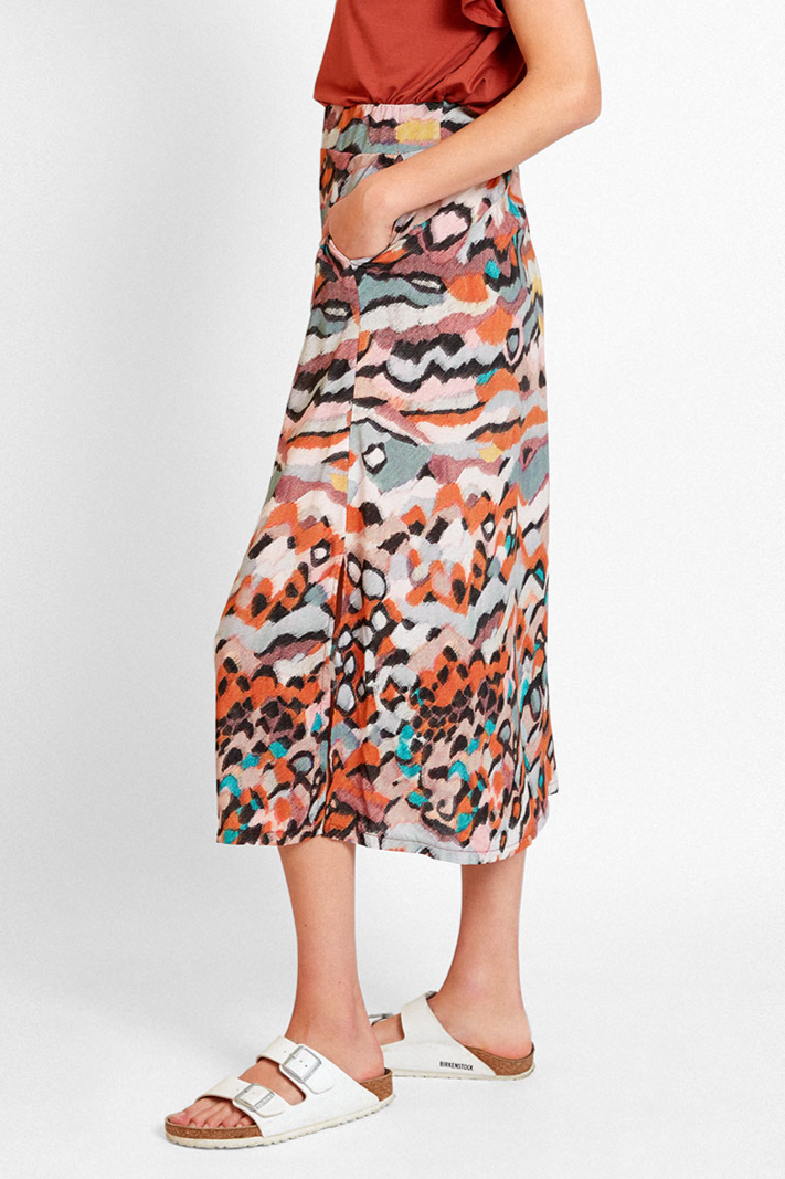 WiDDA Damen vegan Midirock Coolip Gemustert Multicolor