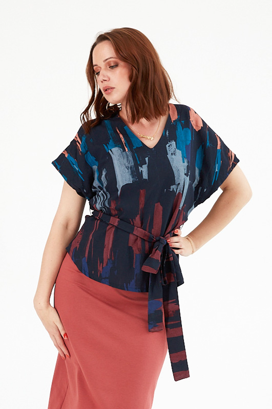 WiDDA Damen vegan Bluse Aluna Mehrfarbig