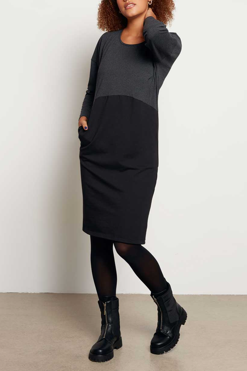 WiDDA Damen vegan Kleid Zwo Grau/Schwarz