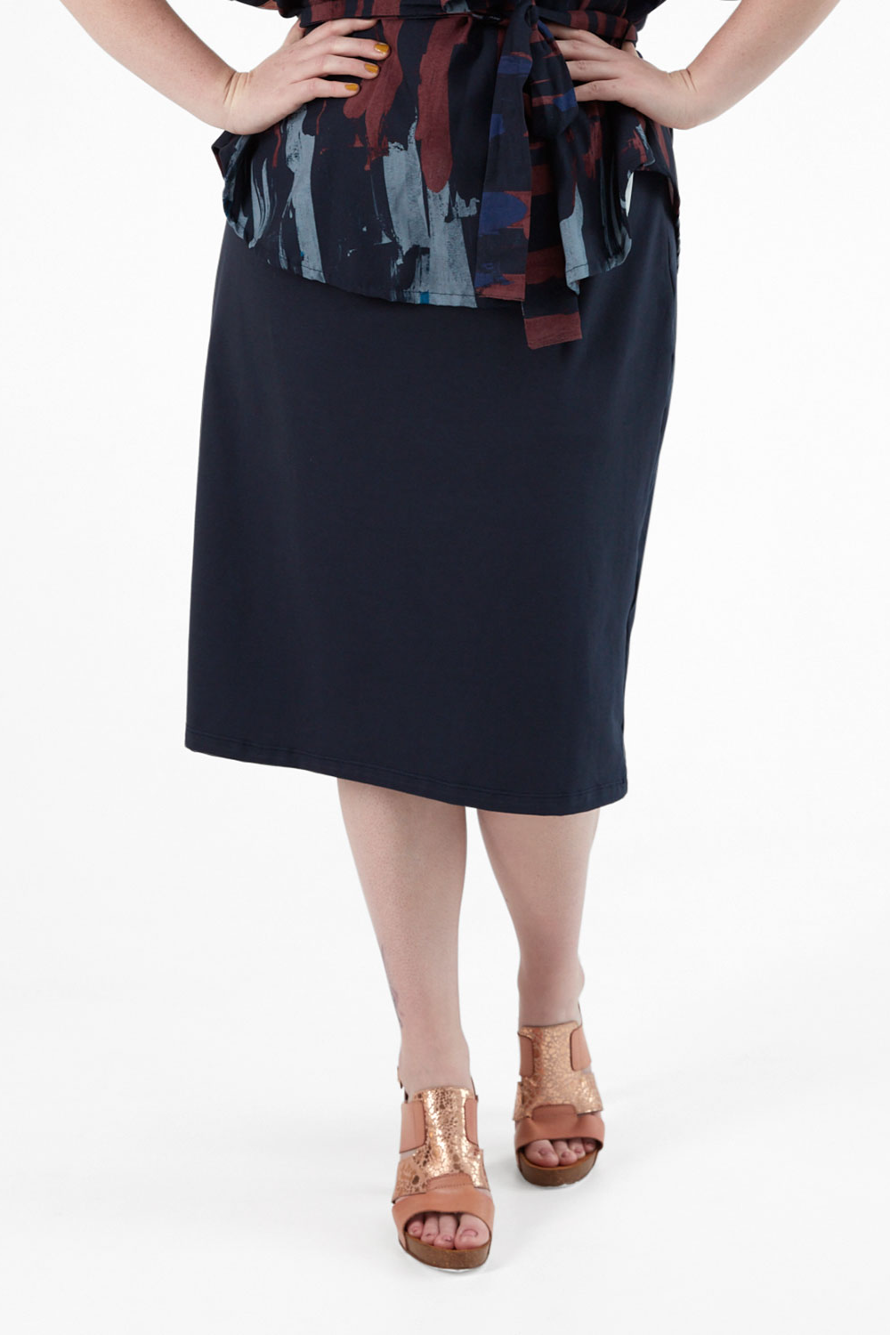 Image of Widda dames vegan Rok Basic Marineblauw