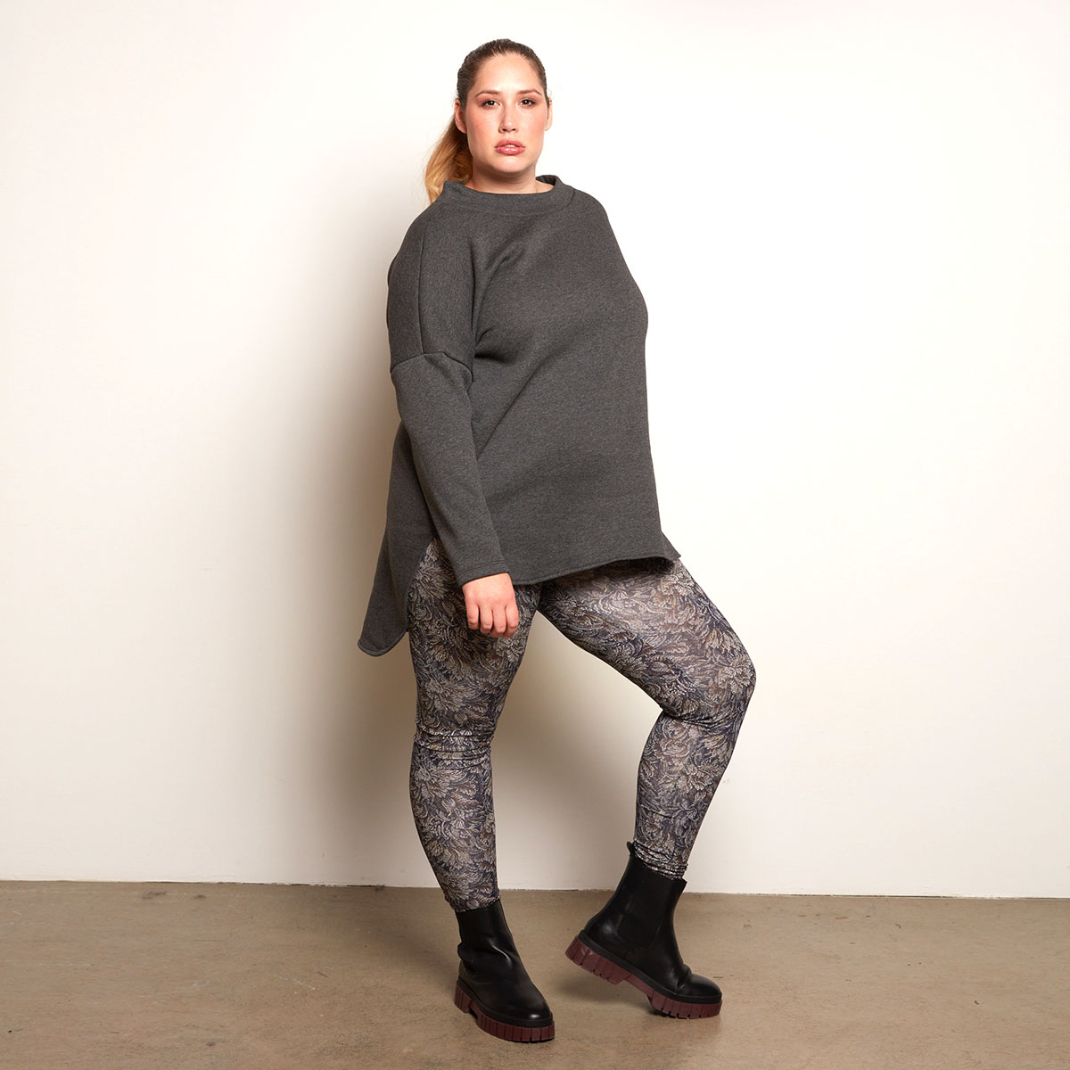 Widda womens vegan Sweater Long Linga Grey Melange