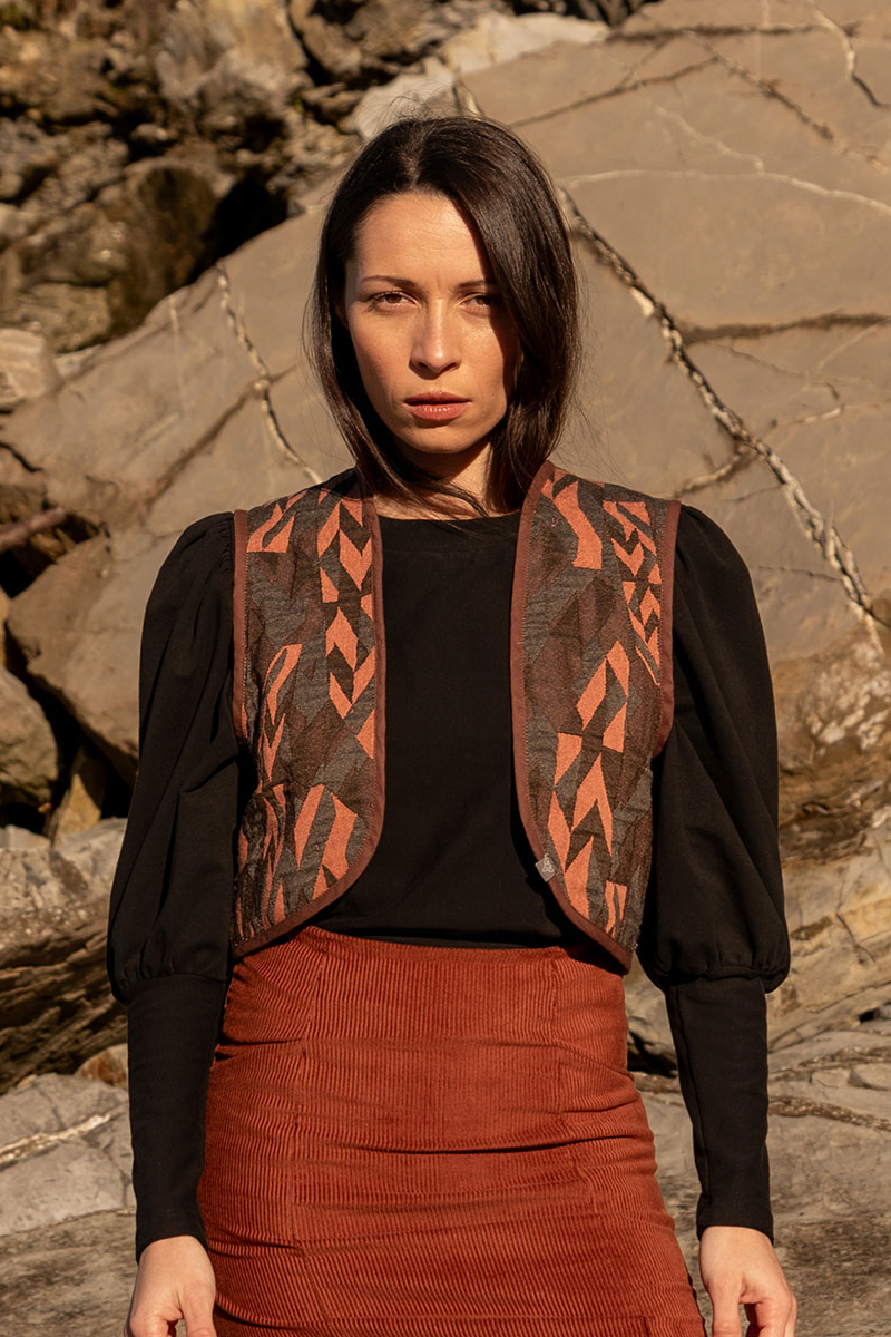 Image of Widda dames vegan Vest Omkeerbaar Mia Jacquard