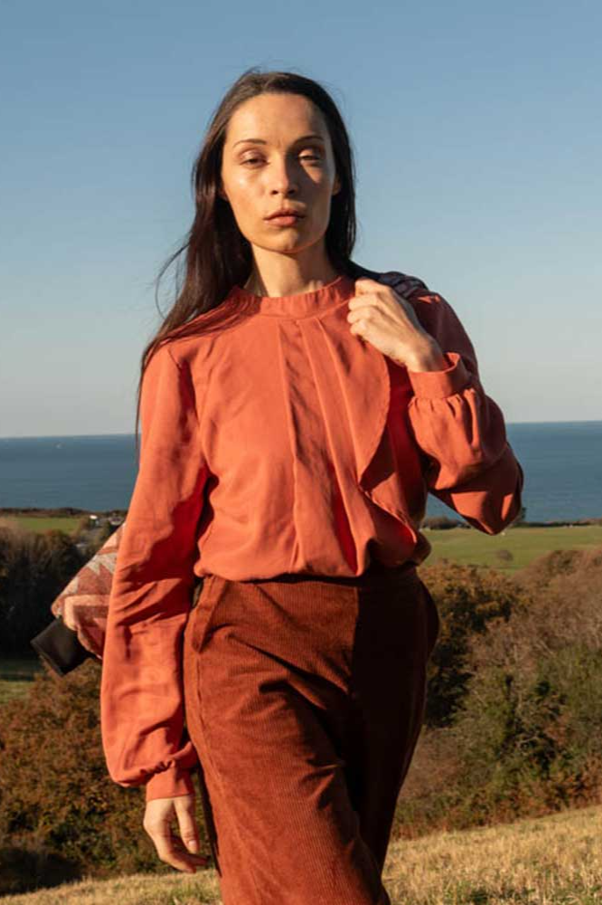 Widda Damen vegan Bluse Frans Terracotta