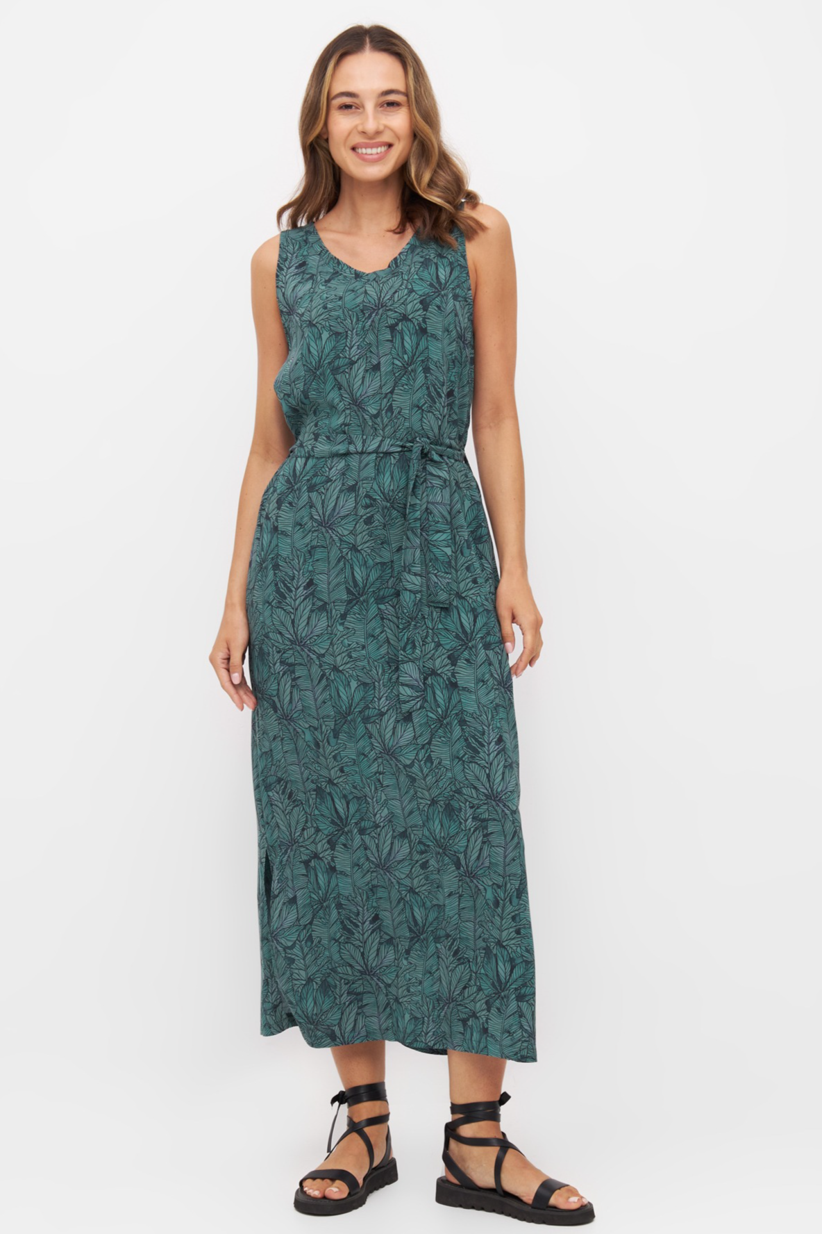 Widda Damen vegan Kleid Vani Waldblau/Petrol