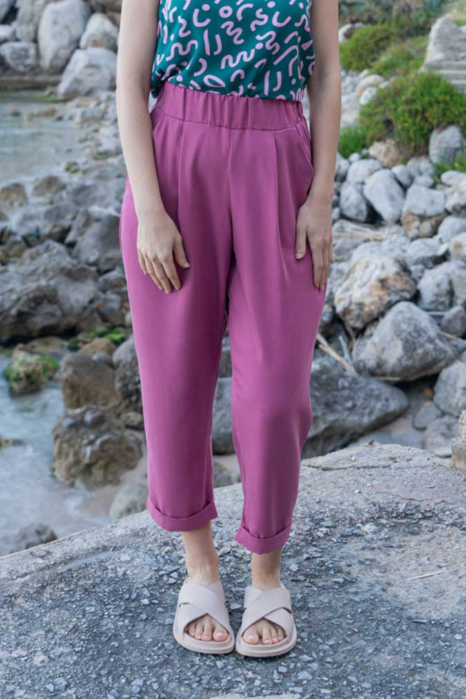 Widda Damen vegan Hose Plissee Jupp Rosa