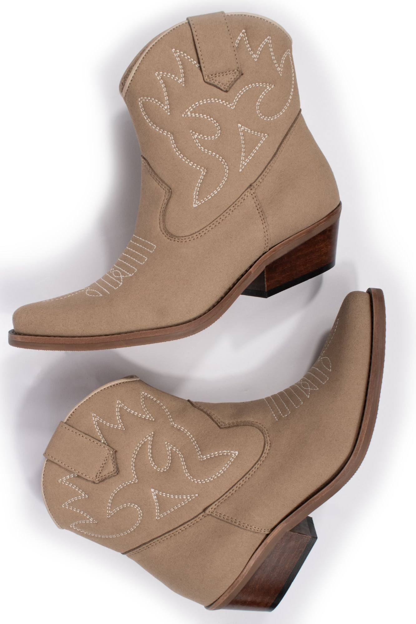 Will's Vegan Store Damen vegan Westernstiefel Niedrig Sand Veganes Wildleder