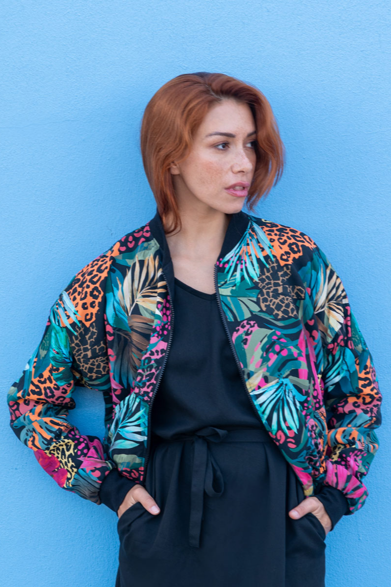 Image of Widda dames vegan Bomberjack Omkeerbaar Turner Tropic/Zwart Multicolor